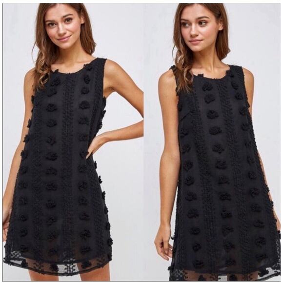 Sunday in Brooklyn Dresses & Skirts - Anthropologie Sunday in Brooklyn Shift Dress Size Small Black Mischa Pom Pom New